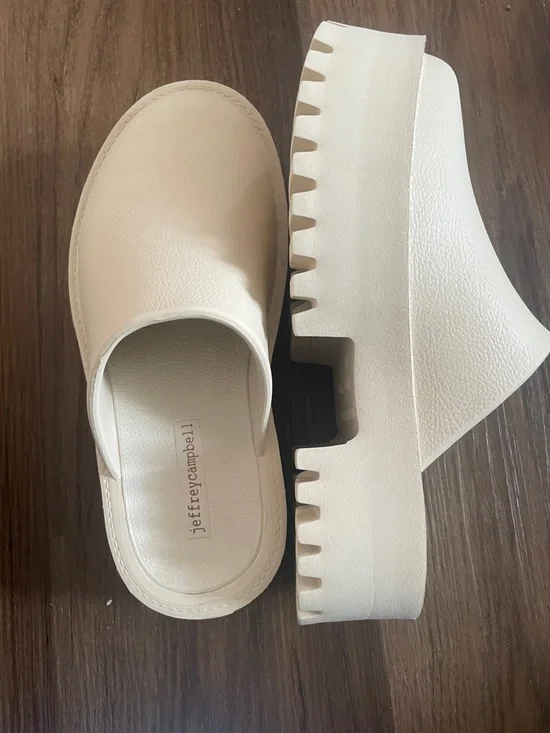 Jeffrey Campbell Cream Platform Clogs with Lug Sole - Picture 2 of 3